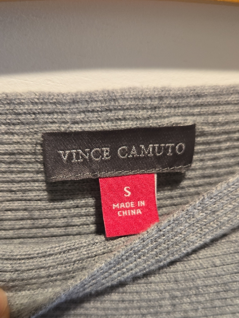 Vince Camuto Light Gray Ribbed Button-Shoulder Sweater - Picture 2 of 8